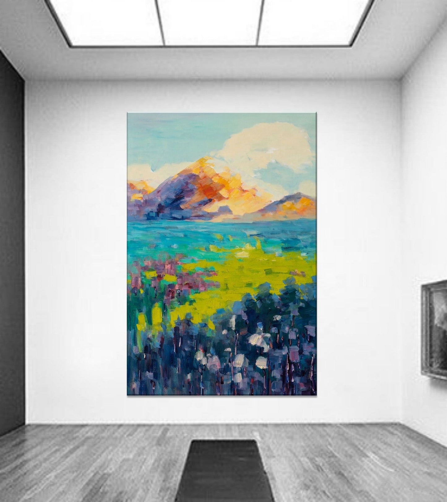 Original Oil Painting Spring Fields And Mountains, Abstract Wall Art, Paintings On Canvas, Extra Large Abstract Painting, Abstract Landscape