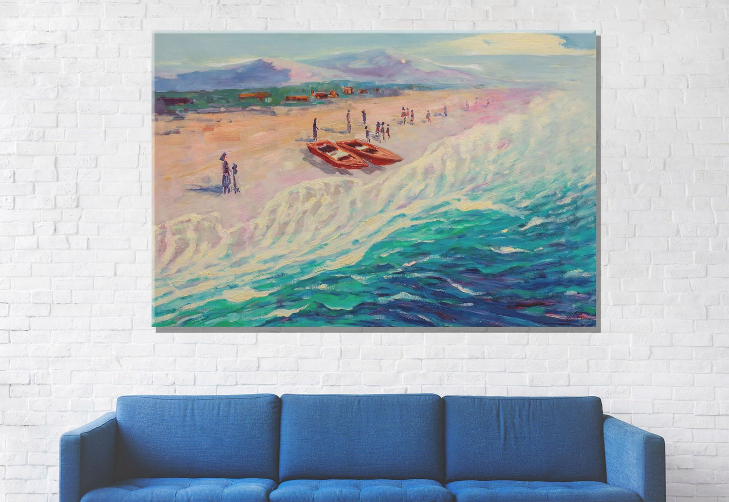 Original Seascape Oil Painting By The Seashore, Abstract Artwork, Wall Art Painting, Oversized Wall Art, Landscape Wall Art, Living Room Art