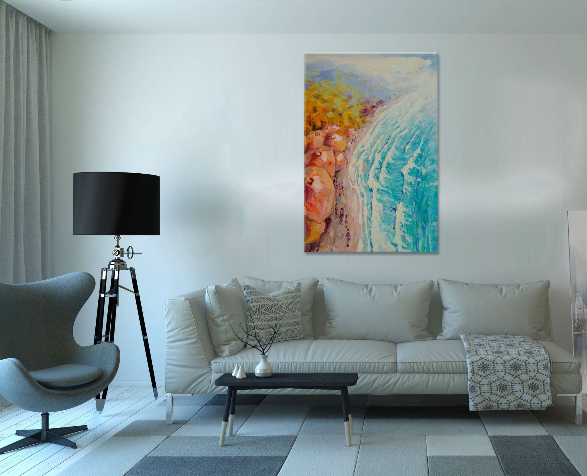 Original Seascape Oil Painting Holiday Seaside, Extra Large Wall Art Abstract, Paintings On Canvas, Extra Large Painting, Landscape Painting