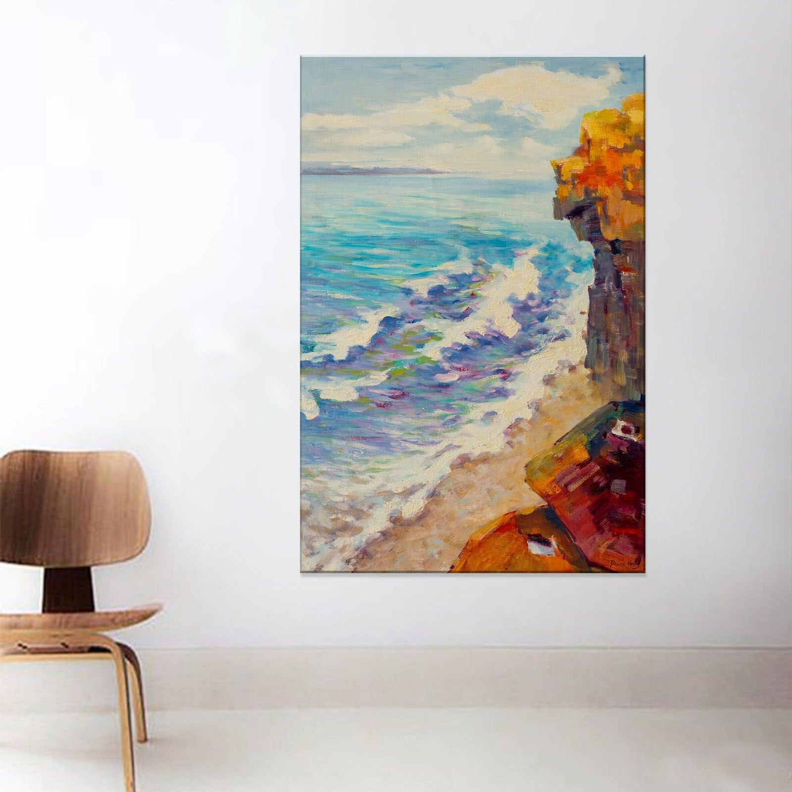 Original Seascape Oil Painting Seaside With Cliffs, Modern Painting, Oil On Canvas Painting, Large Wall Art, Landscape, New Home Gift