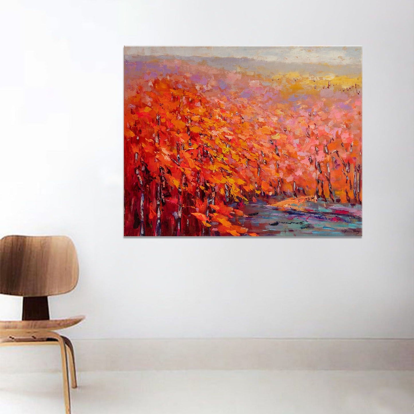 Original Landscape Oil Painting Autumn Forest, Semi Abstract Painting, Oil Painting, Large Oil Painting Original Canvas, Landscape Painting