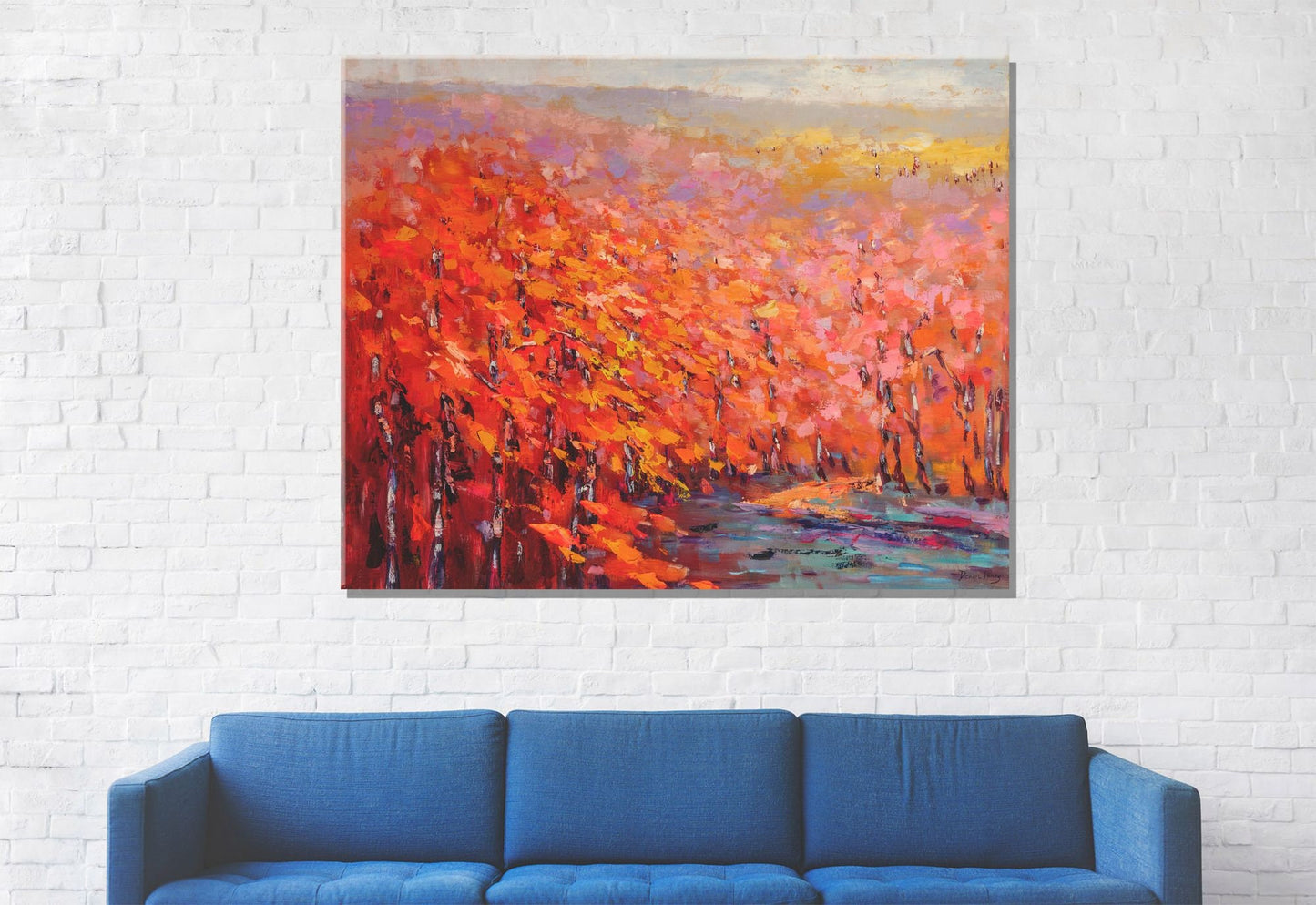 Original Landscape Oil Painting Autumn Forest, Semi Abstract Painting, Oil Painting, Large Oil Painting Original Canvas, Landscape Painting