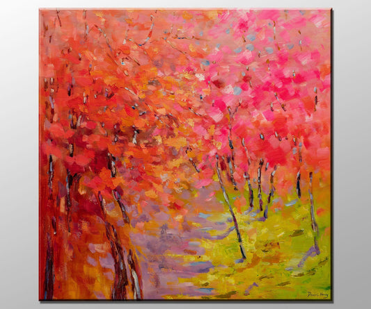 Abstract Landscape Oil Painting Spring, Semi Abstract Painting, Oil On Canvas Painting, Large Wall Art, Unique Painting, Handmade Art