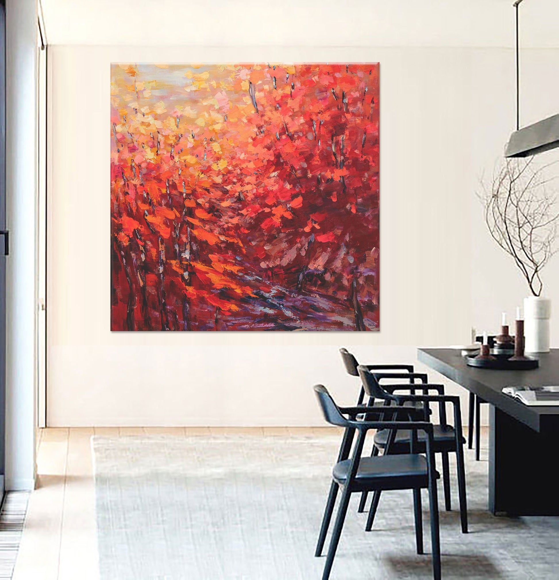 Abstract Landscape Oil Painting Autumn, Semi Abstract Painting, Oil Painting, Extra Large Abstract Painting, Paintings On Canvas Original