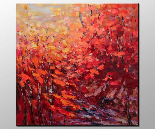 Abstract Landscape Oil Painting Autumn, Semi Abstract Painting, Oil Painting, Extra Large Abstract Painting, Paintings On Canvas Original