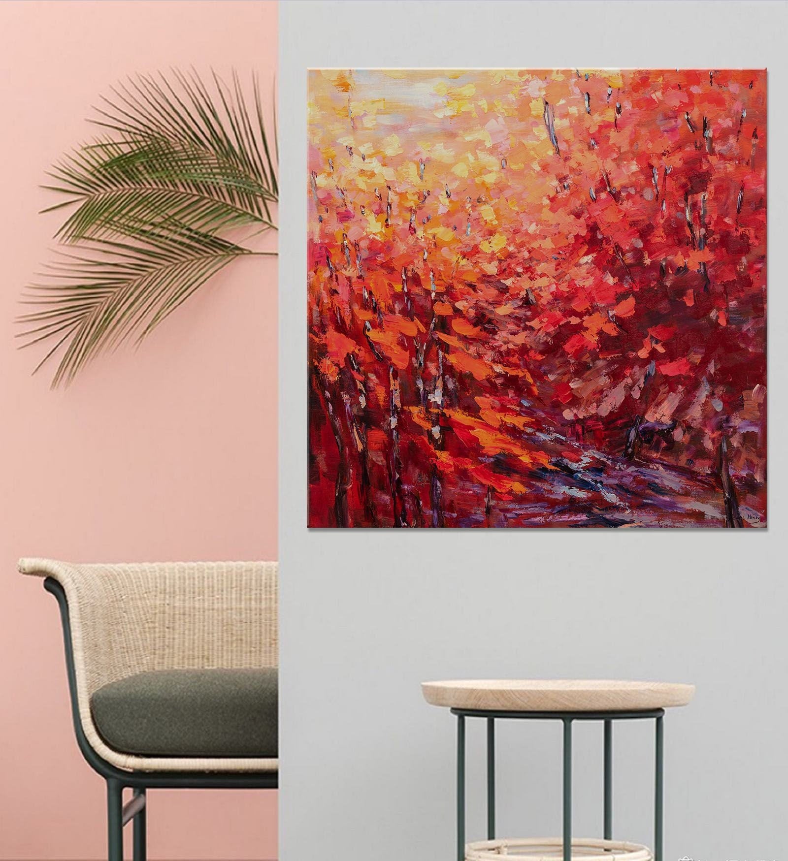 Abstract Landscape Oil Painting Autumn, Semi Abstract Painting, Oil Painting, Extra Large Abstract Painting, Paintings On Canvas Original