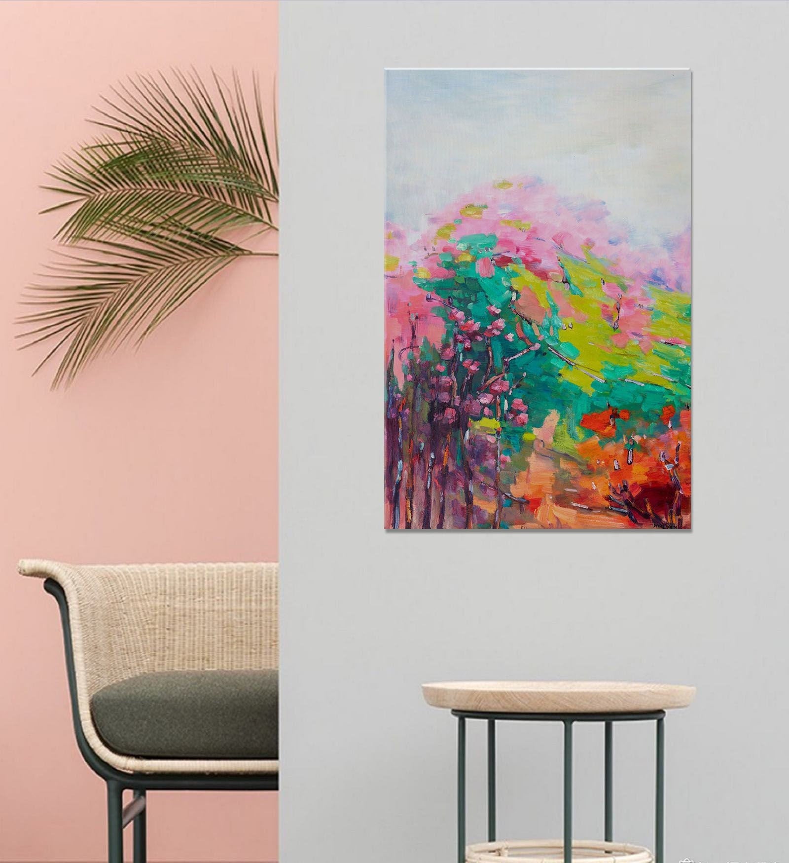 Abstract Landscape Oil Painting Spring, Large Abstract Painting, Paintings On Canvas Landscape Wall Art, Oil Painting Original, Handmade Art