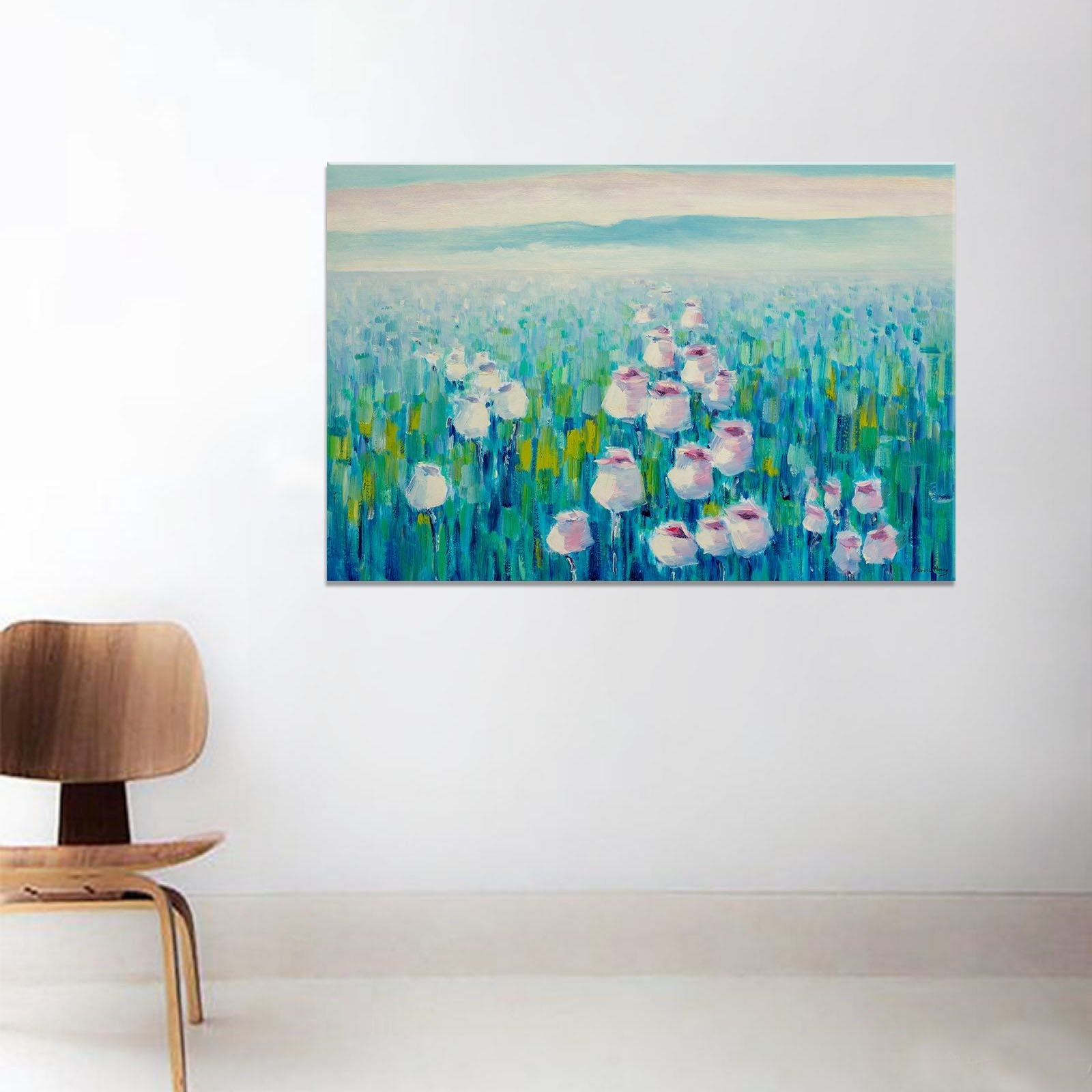 Original Oil Painting Spring Fields With Flowers, Contemporary Artwork, Oil Painting, Large Wall Art, Landscape Painting, Canvas Wall Decor