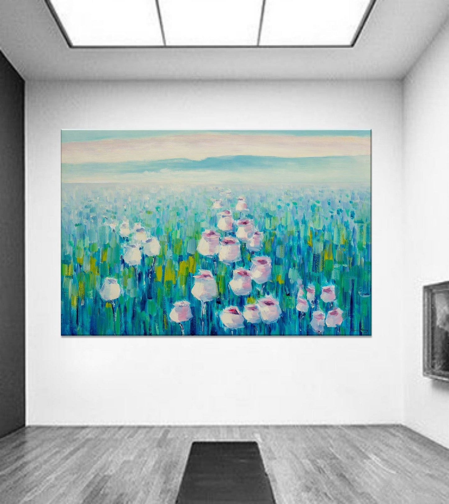 Original Oil Painting Spring Fields With Flowers, Contemporary Artwork, Oil Painting, Large Wall Art, Landscape Painting, Canvas Wall Decor