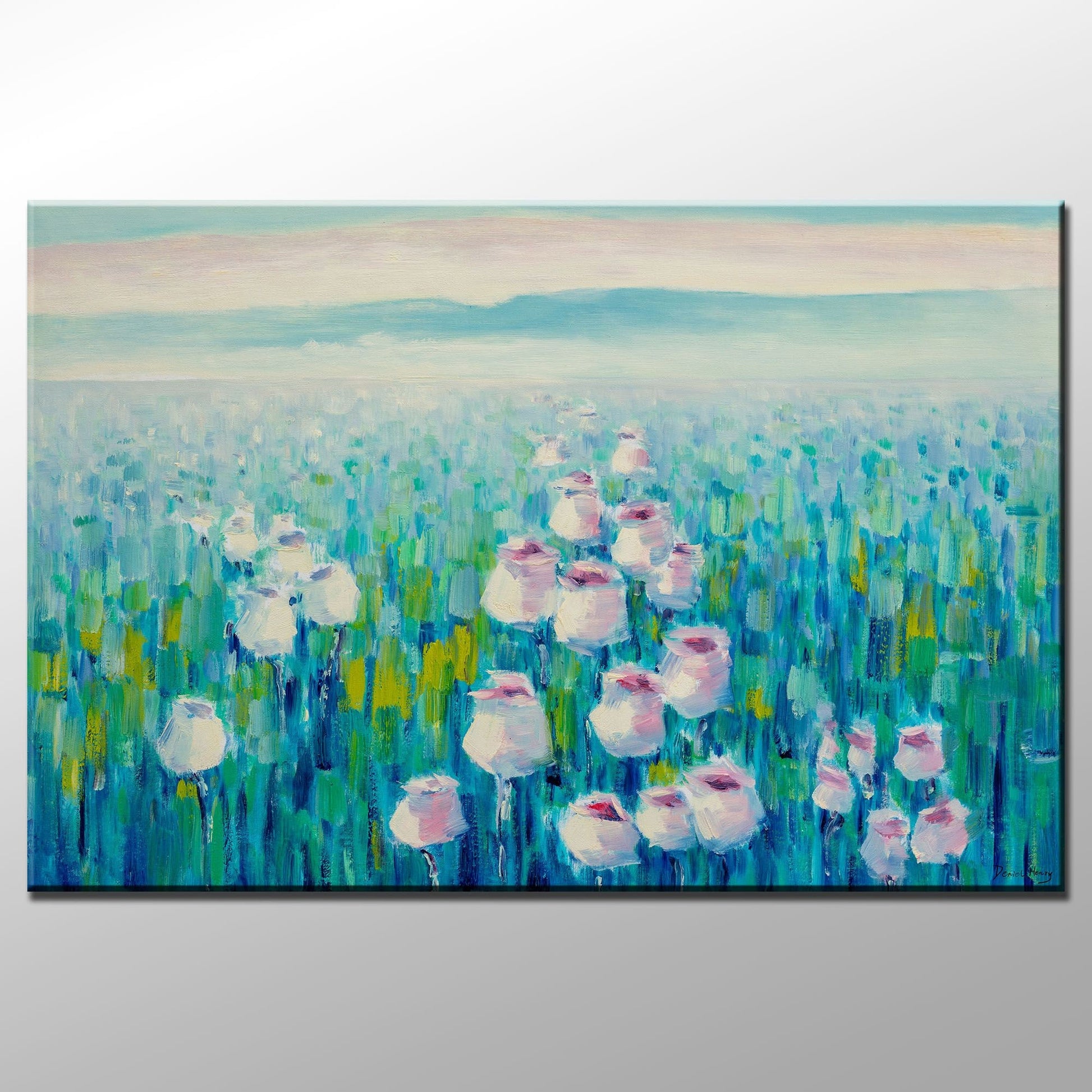 Original Oil Painting Spring Fields With Flowers, Contemporary Artwork, Oil Painting, Large Wall Art, Landscape Painting, Canvas Wall Decor