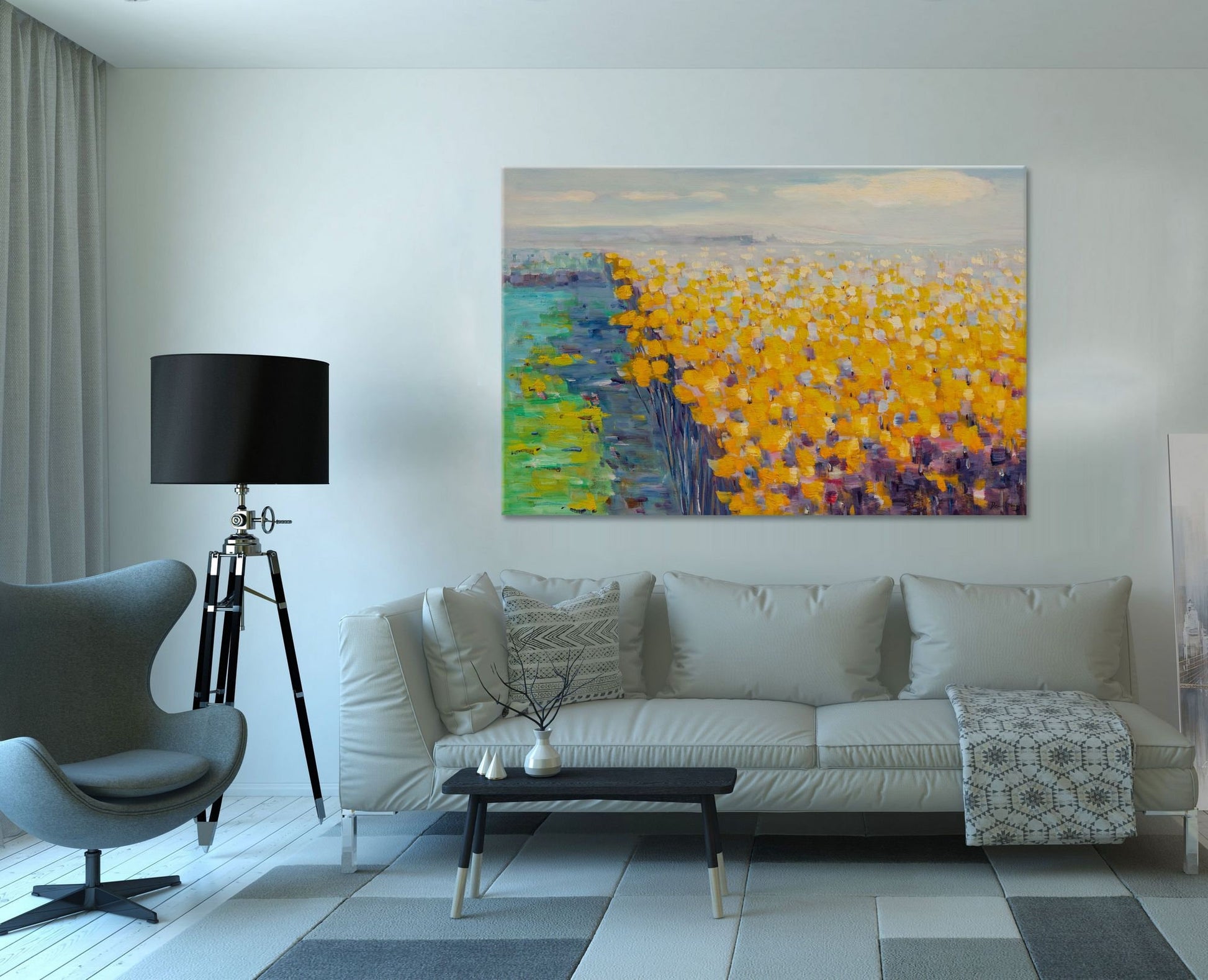 Original Oil Painting Spring Fields With Flowers, Modern Wall Art, Oil On Canvas Painting, Oversized Paintings On Canvas, Landscape Painting