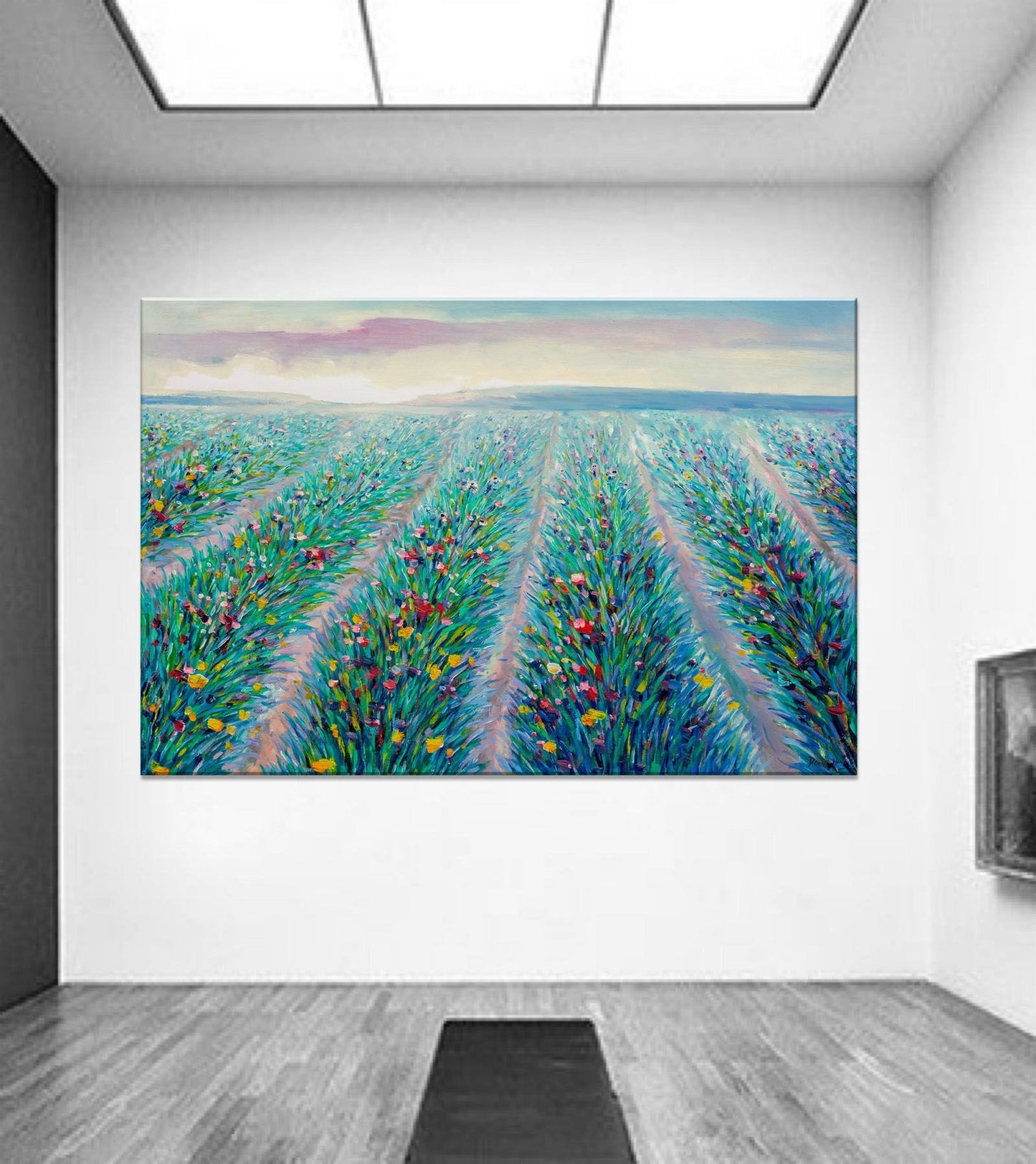 Original Oil Painting Spring Fields With Flowers, Abstract Artwork, Paintings On Canvas, Extra Large Painting, Abstract Landscape