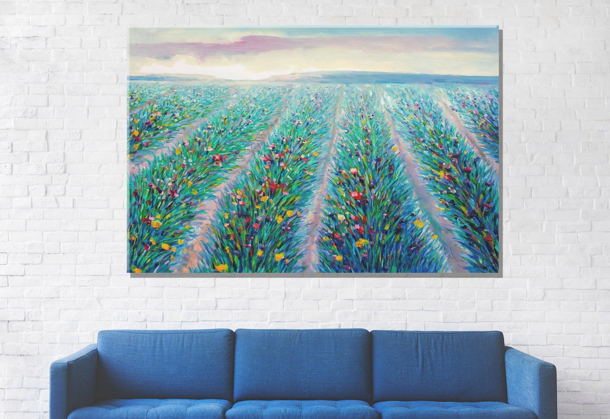 Original Oil Painting Spring Fields With Flowers, Abstract Artwork, Paintings On Canvas, Extra Large Painting, Abstract Landscape