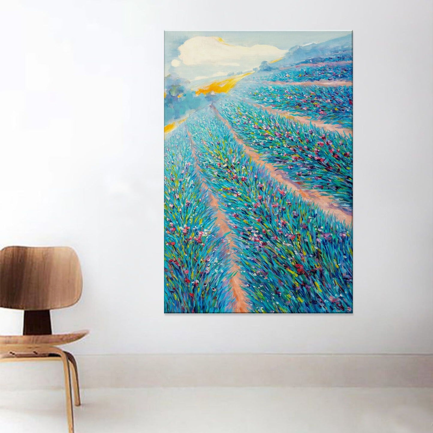 Original Oil Painting Spring Fields With Flowers, Abstract Art, Wall Art Painting, Oversized Wall Art, Abstract Landscape, Housewarming Gift