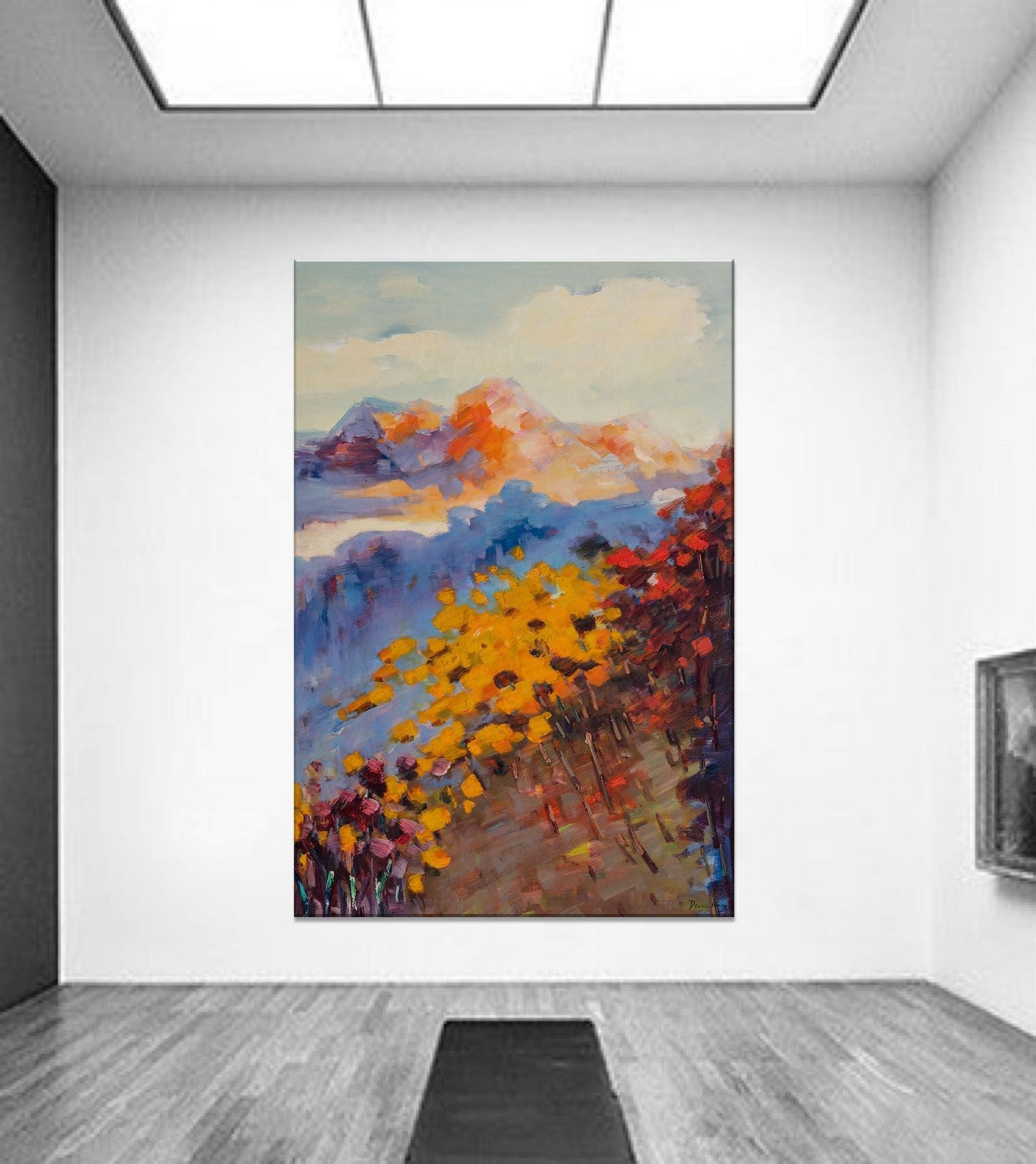 Original Oil Painting Autumn Mountain, Art Abstract, Oil On Canvas Painting, Oversized Wall Art, Landscape Wall Art, Canvas Wall Decor