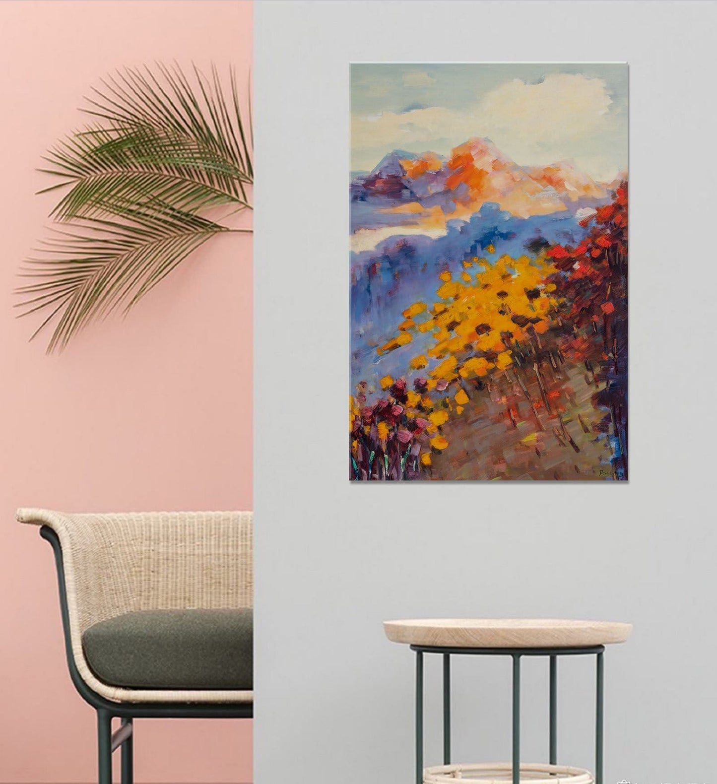 Original Oil Painting Autumn Mountain, Art Abstract, Oil On Canvas Painting, Oversized Wall Art, Landscape Wall Art, Canvas Wall Decor