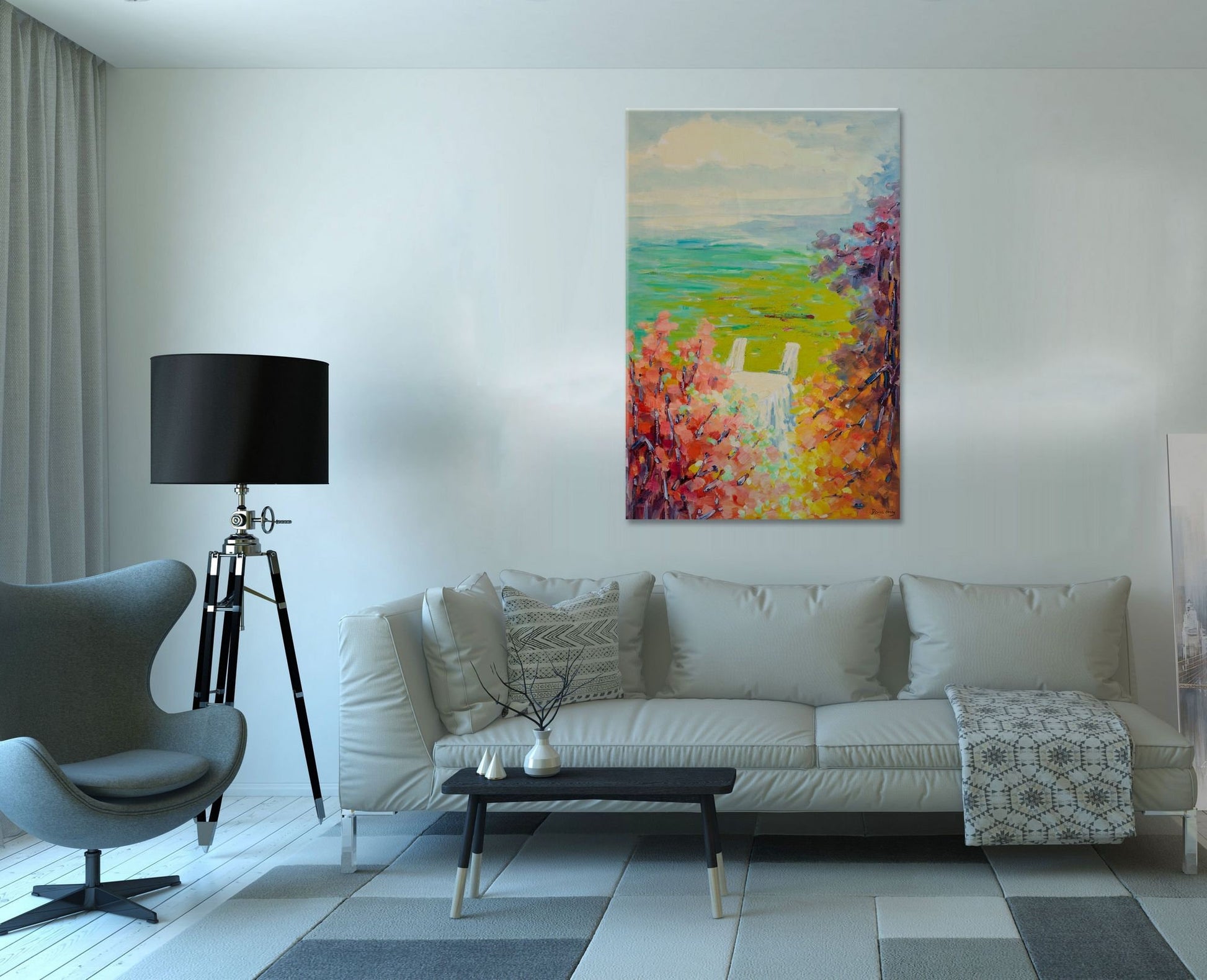 Original Oil Painting Spring Fields, Semi Abstract Painting, Oil On Canvas Painting, Extra Large Wall Art, Landscape Wall Art, Modern Home