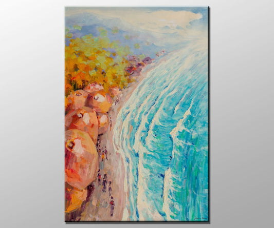 Original Seascape Oil Painting Holiday Seaside, Extra Large Wall Art Abstract, Paintings On Canvas, Extra Large Painting, Landscape Painting