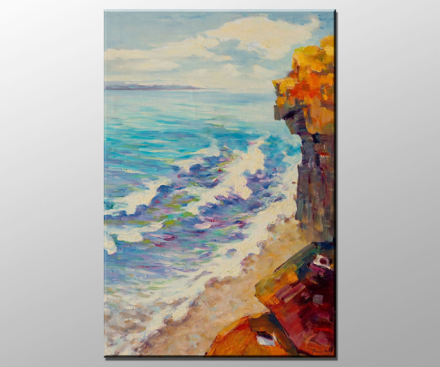 Original Seascape Oil Painting Seaside With Cliffs, Modern Painting, Oil On Canvas Painting, Large Wall Art, Landscape, New Home Gift