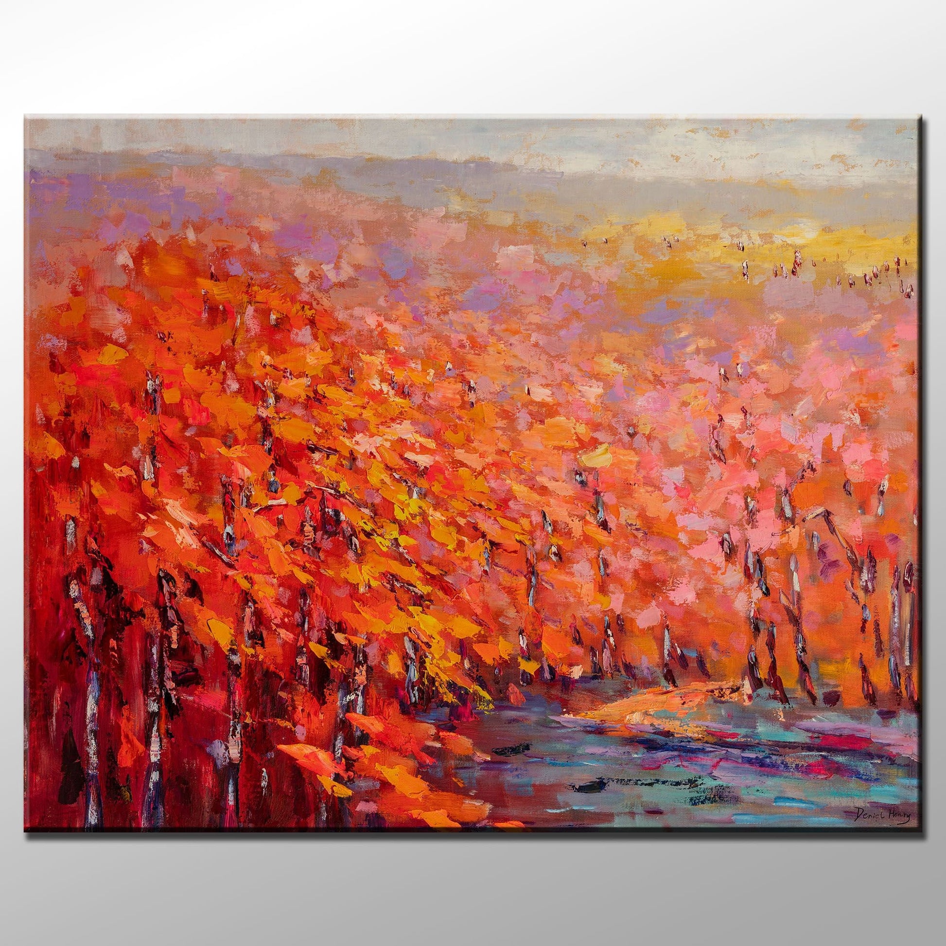 Original Landscape Oil Painting Autumn Forest, Semi Abstract Painting, Oil Painting, Large Oil Painting Original Canvas, Landscape Painting