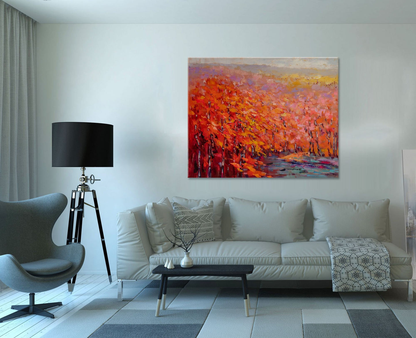 Original Landscape Oil Painting Autumn Forest, Semi Abstract Painting, Oil Painting, Large Oil Painting Original Canvas, Landscape Painting