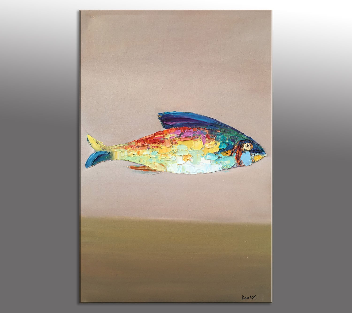 Canvas Painting, Modern Painting, Original Artwork, Painting Abstract, Wall Art, Large Oil Painting, Abstract Wall Art, Fish Painting